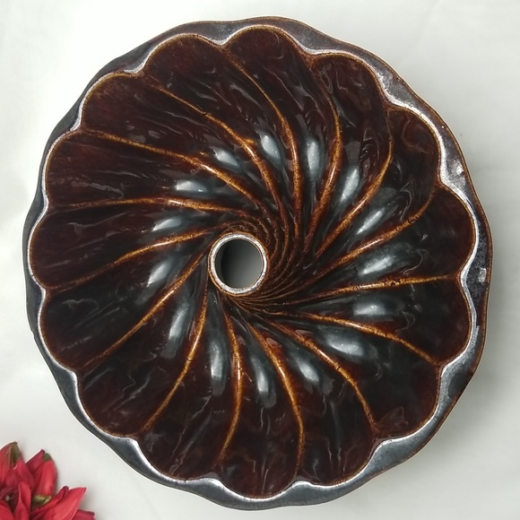 Antique Redware Large Fluted Tube Baking Pan - Picture 2 of 15